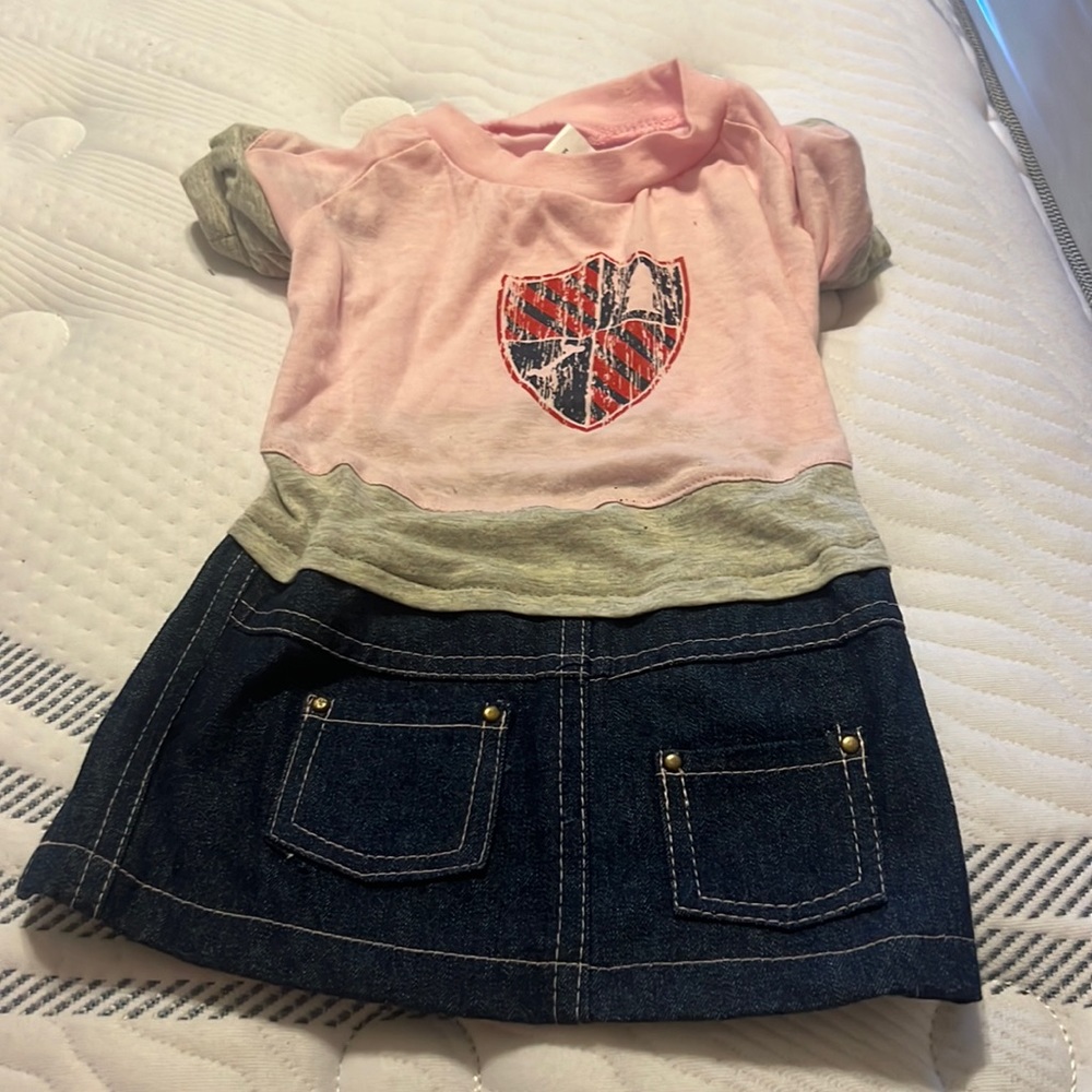 Pink denim dress size large (small dog)